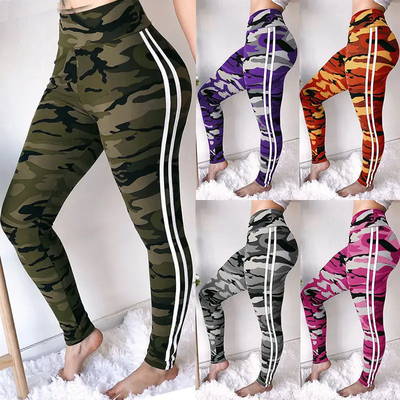 Женские камуфляжные штаны для фитнеса йоги леггинсы тренировок Длинные