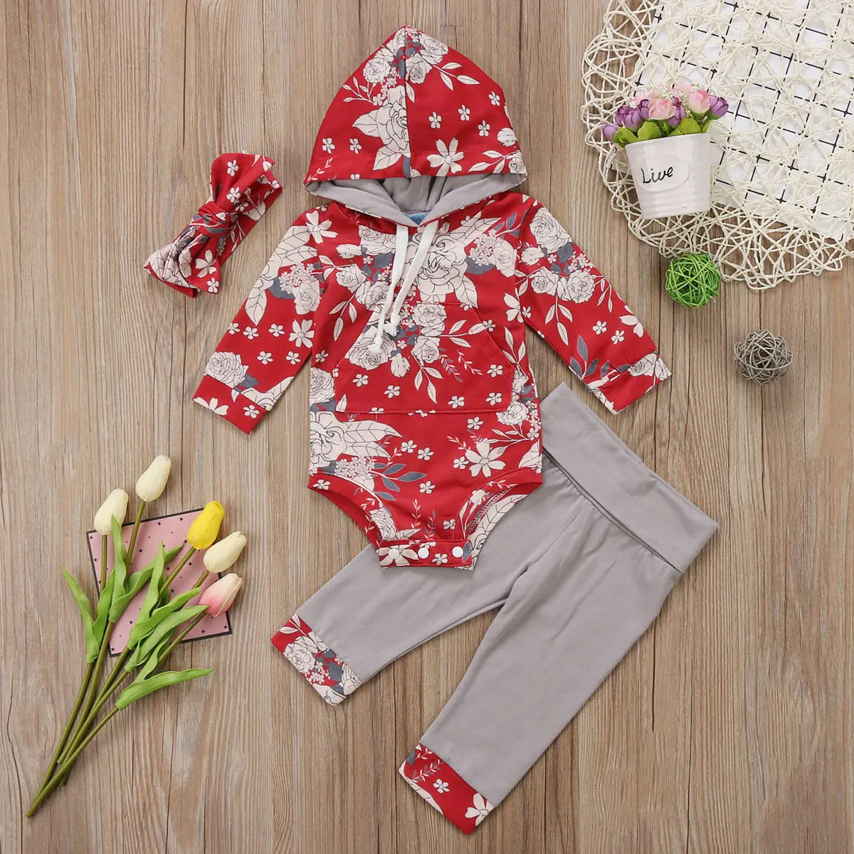 Pudcoco 2019 Brand New Toddler Infant Baby Kids Hooded Jumpsuit Long Pants Leggings Outfits Clothes Set |