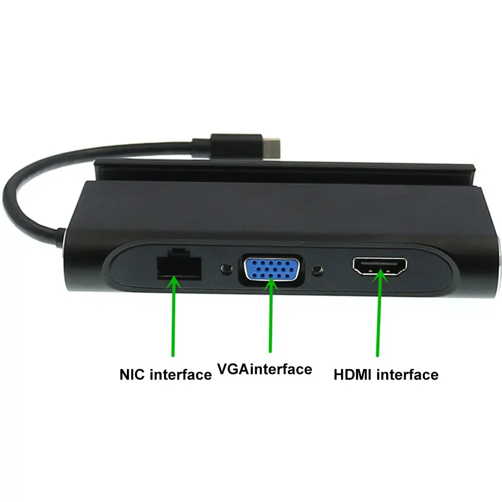 7 в 1 USB-C HDMI VGA Rj45 Ethernet USB 3 0 порт Type C адаптер держатель для телефона концентратор |