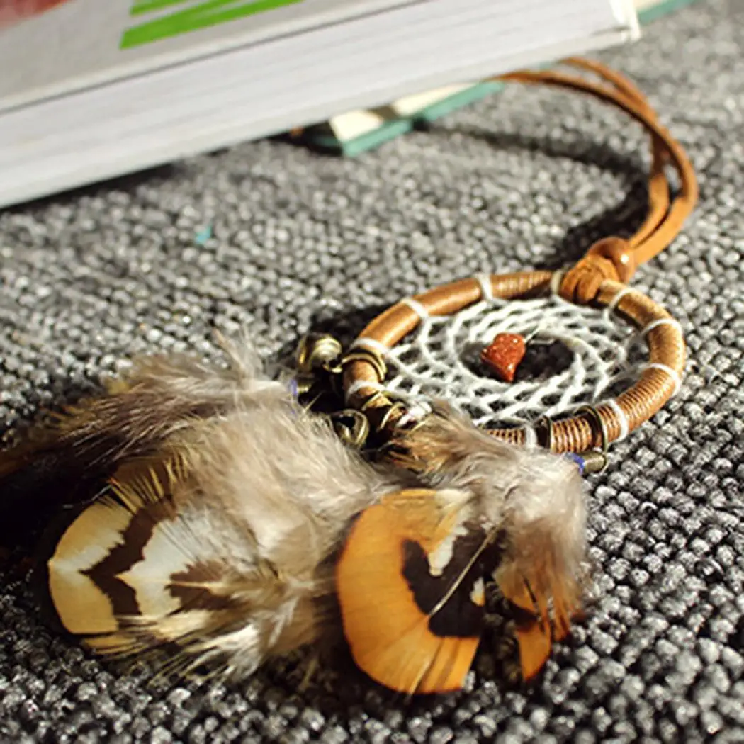 Перо бронзовые колокольчики настенный ветер желтый автомобиль кулон орнамент 0 02