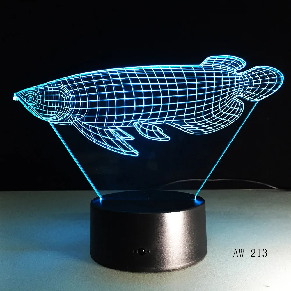 3D имитация рыбы визуальный светодиодный ночник счастливая Arowana настольная лампа