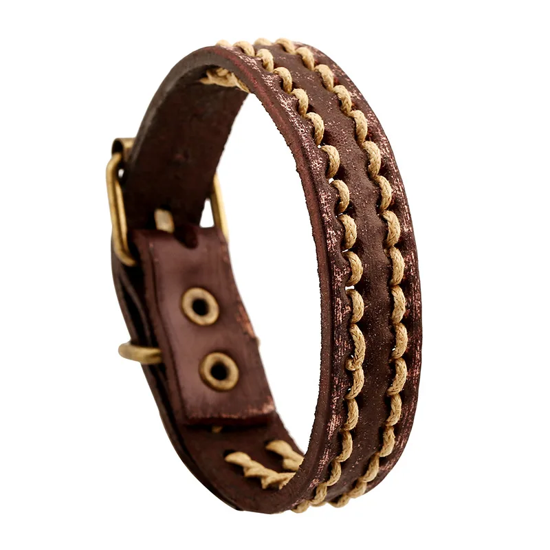 2019 Restore Ancient Ways Weave Cowhide Ornaments Leather charms Bracelet men Gothic bracelets for women | Украшения и аксессуары