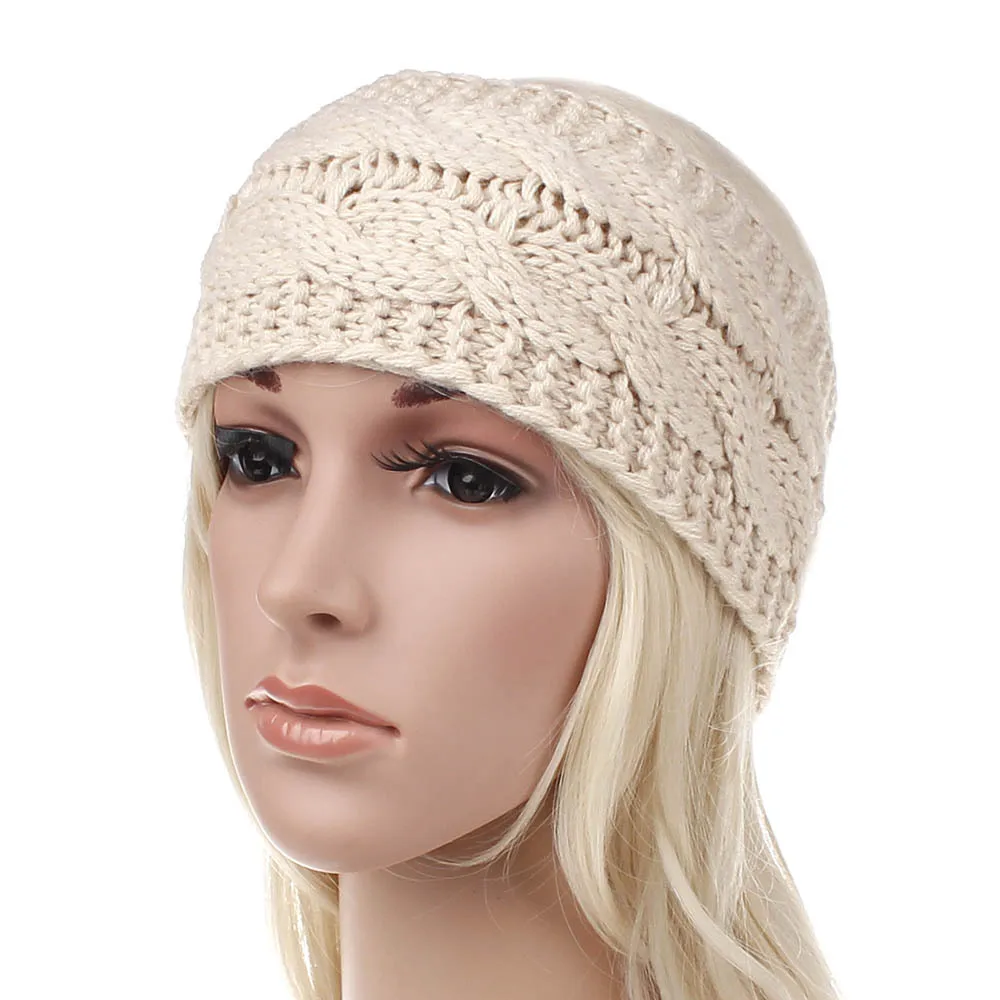 Вязаная крючком повязка-обертка для головы с турбаном и ушными муфтами, эластичная привязка для волос, широкие аксессуары для женщин на зиму.