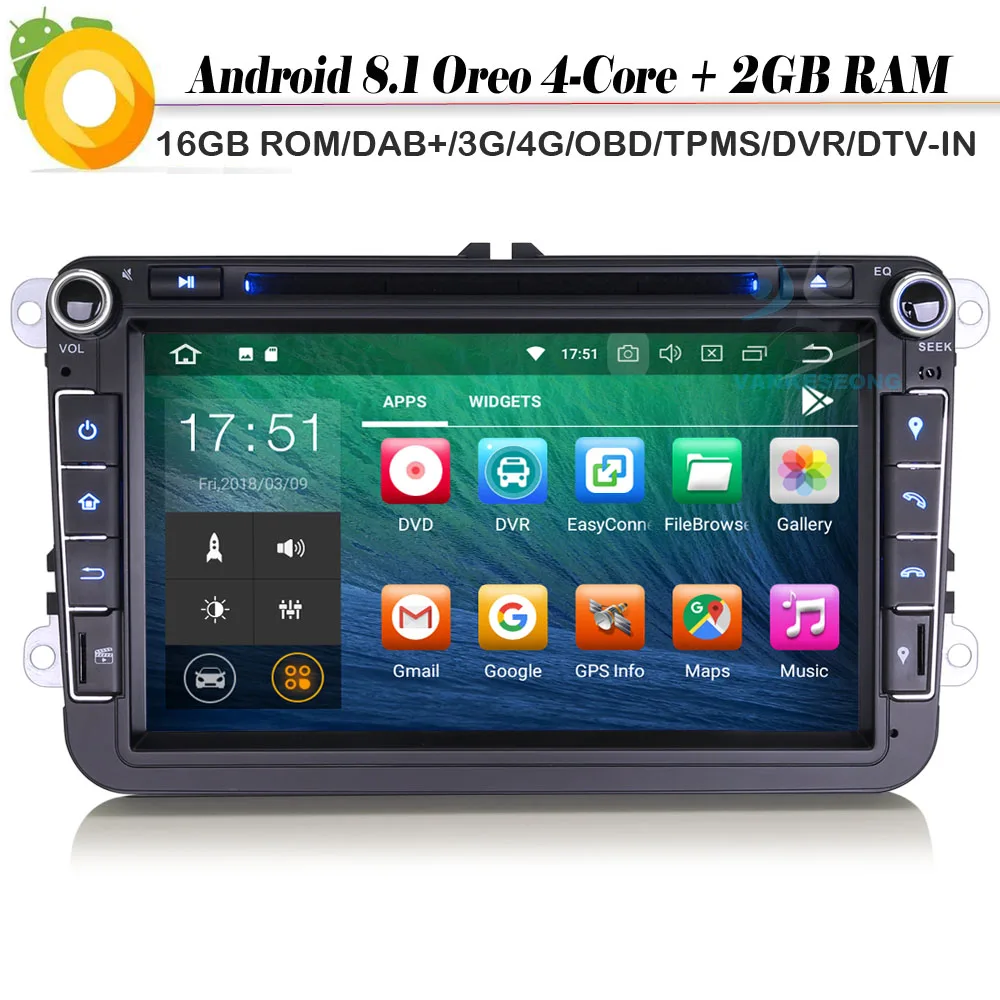 8 &quotчетырехъядерный DAB + авторадио Android 1 Bluetooth автомобильный Радио плеер для VW Passat