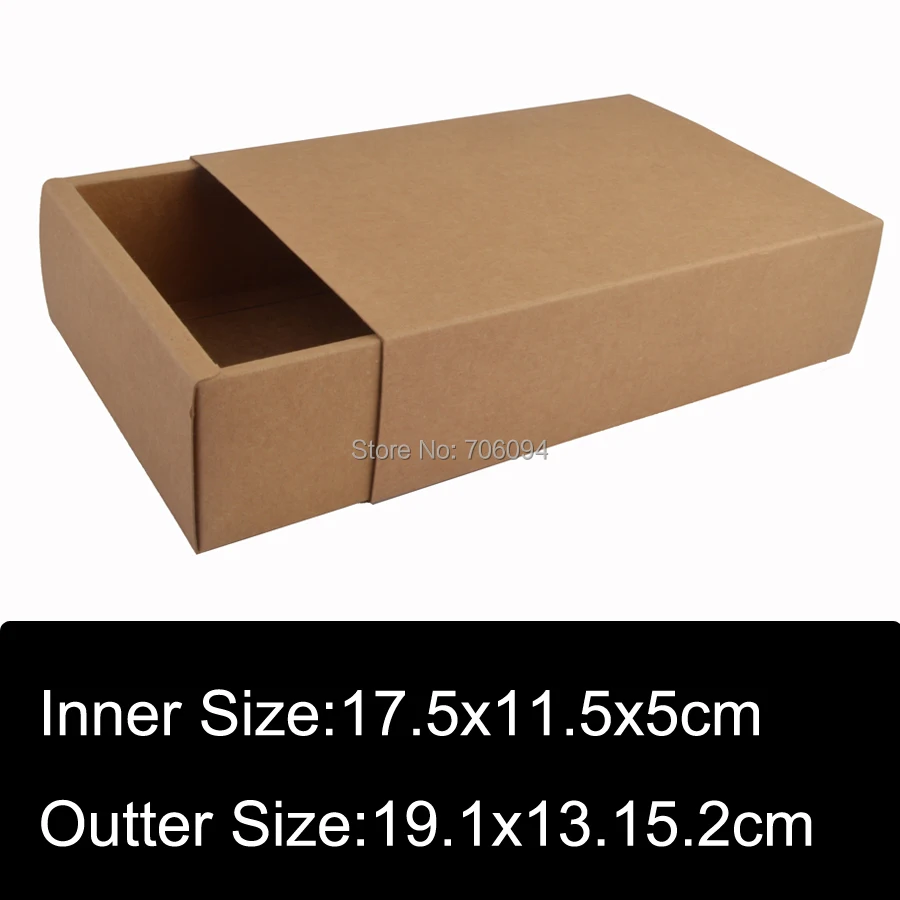 

19.1x13.1x5.2CM 20pcs Cosmetic kraft drawer paper box Brown kraft handmade gift boxes,Essential oil packing box,custom box logo