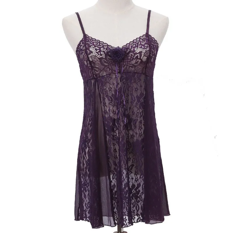 Женская кружевная ночная рубашка прозрачное сексуальное ночное белье Дамское