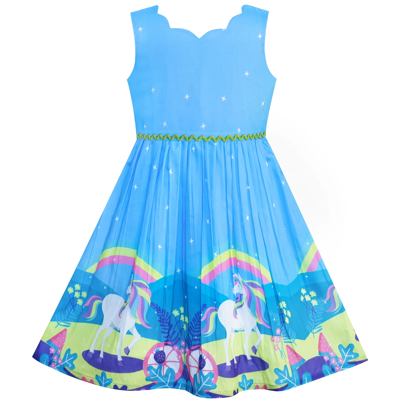 Girls Dress Unicorn Rainbow Sleeveless Deep Pink Princess 2020 Summer Wedding Party Dresses Kids Clothes Pageant Sundress | Детская
