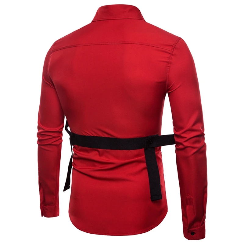 

2019 Classical Dress Shirt Male Shirt Men Spring Autumn Long Sleeve Shoulder strap Solid Twill Formal Business Men Social Shirts