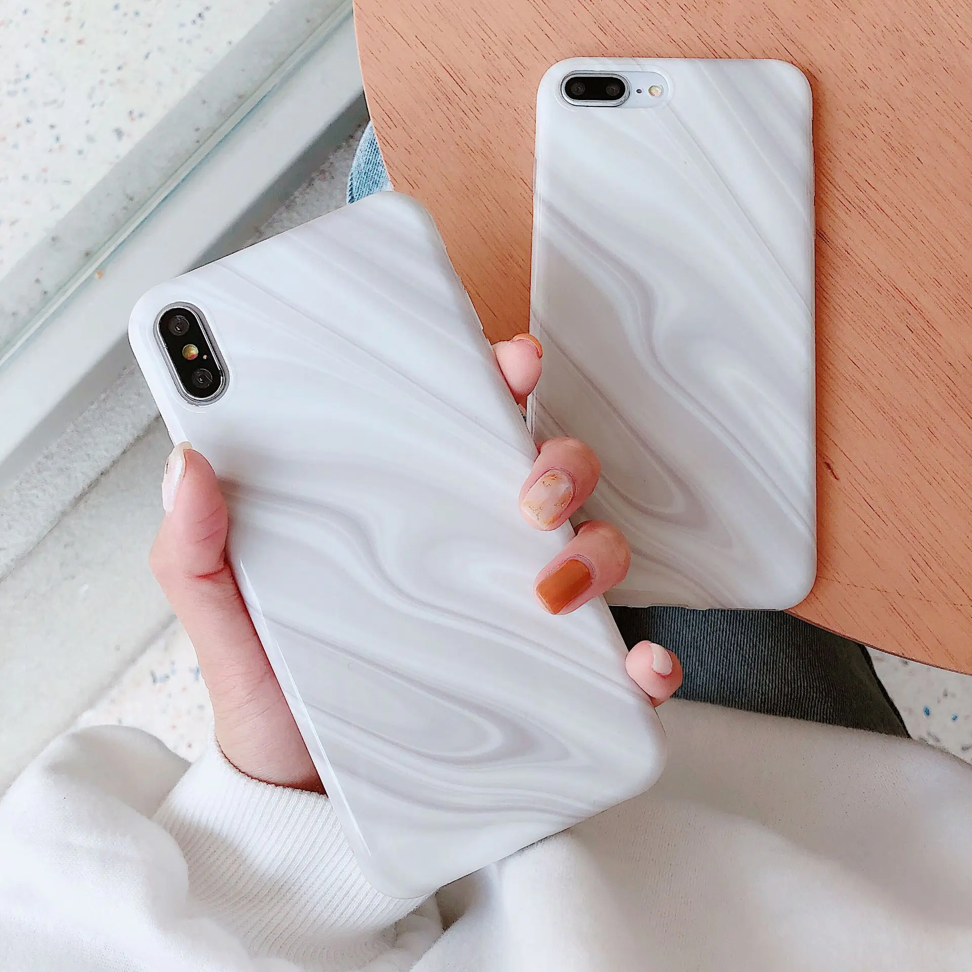 Ретро искусство белый мрамор текстура корейский чехол для телефона iPhone 7 Puls 6 6S 8 X