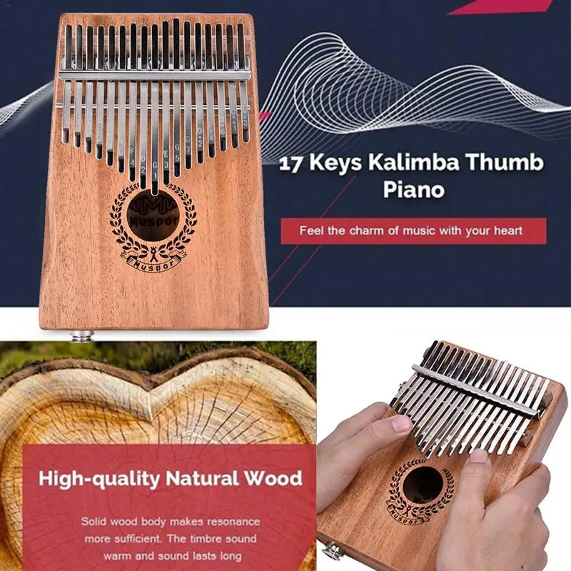 17 клавиш EQ Kalimba большой палец пианино качественный корпус из красного дерева