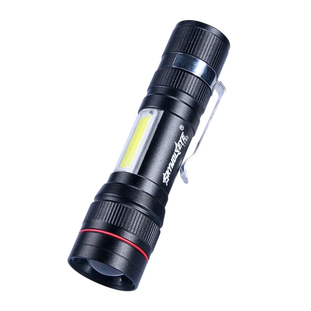 SKYWOLFEYE телескопическая T6 + COB бликов Алюминий сплав светодиодный фонарик уличный