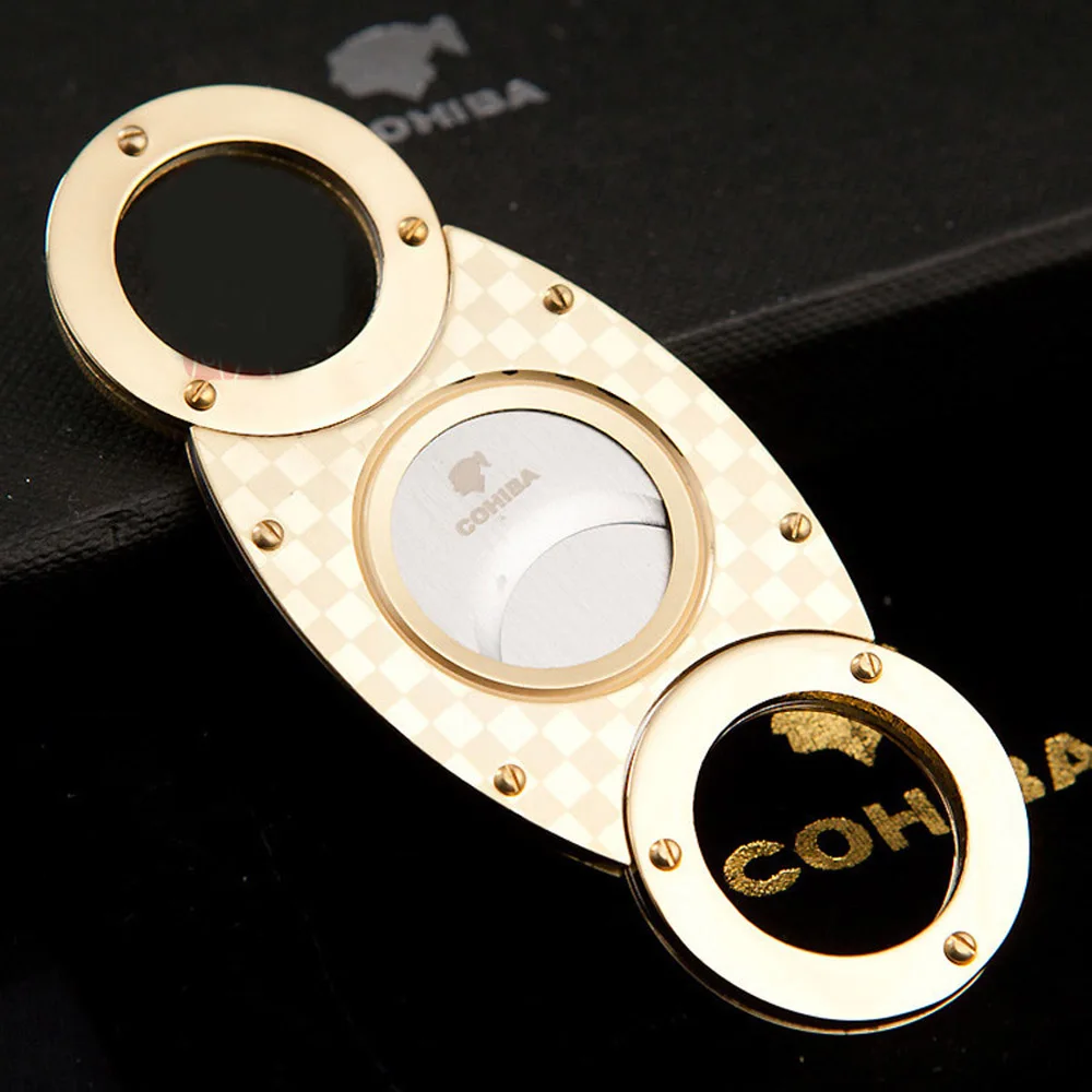 COHIBA сигаретный резак в клетку из нержавеющей стали с двойными лезвиями карманный