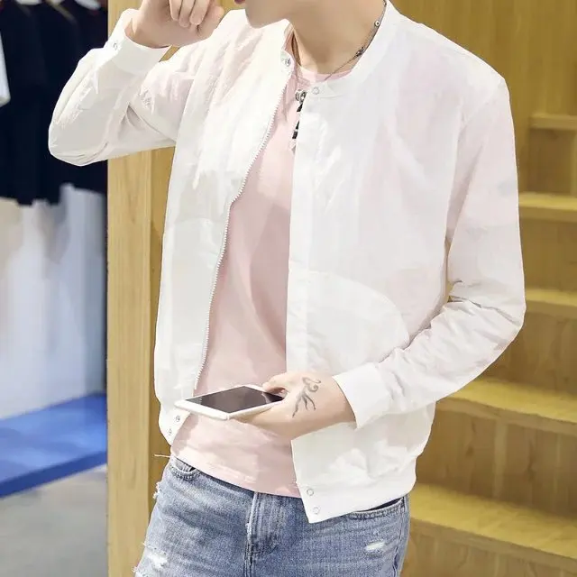 Мужская куртка-бомбер на молнии Повседневная белая модная куртка осень 2018 |