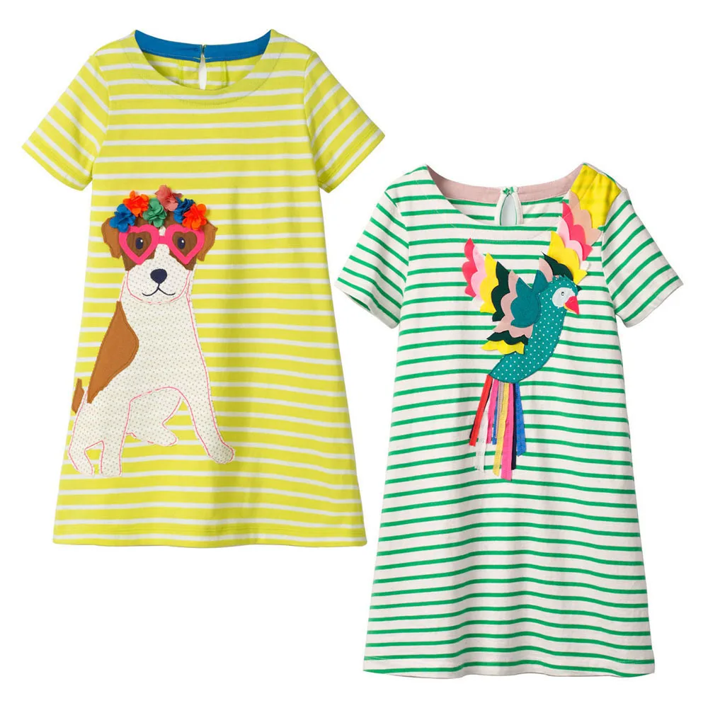 2 PACK Girl Dresses Giraffe Appliques Striped Summer Princess Dress Brand Baby Girls Clothes Sleeveless Tunic | Детская одежда и