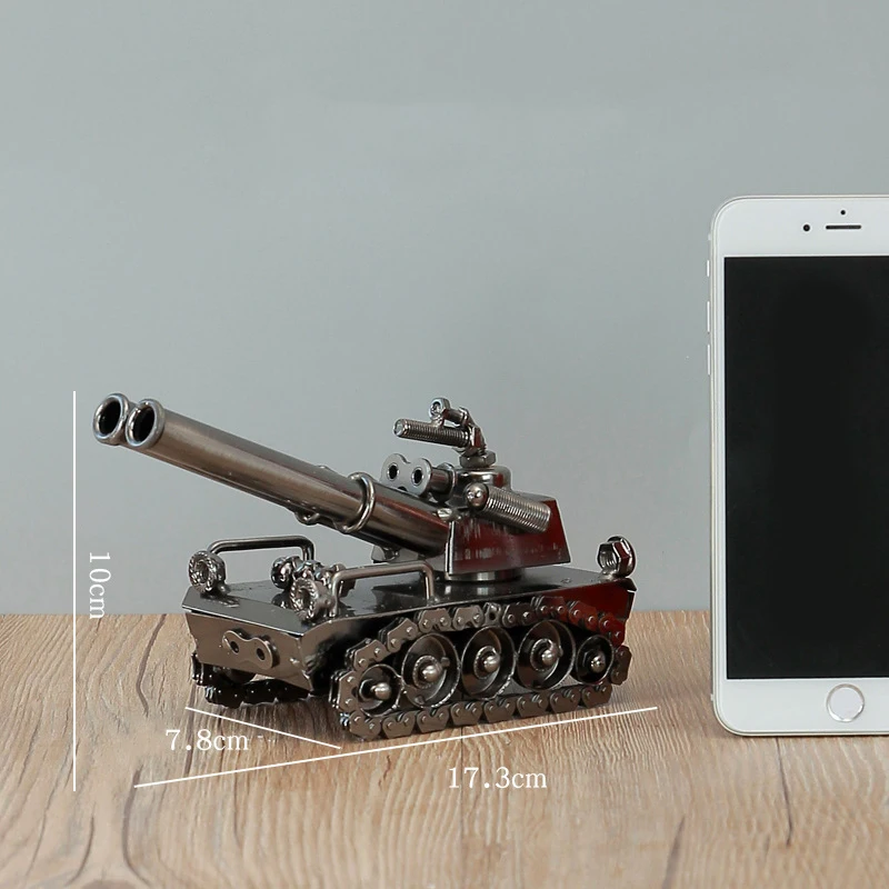 European Retro Zinc Alloy Tank Model Ornaments Children Toy Vintage Home Office Desktop Crafts Gifts | Дом и сад