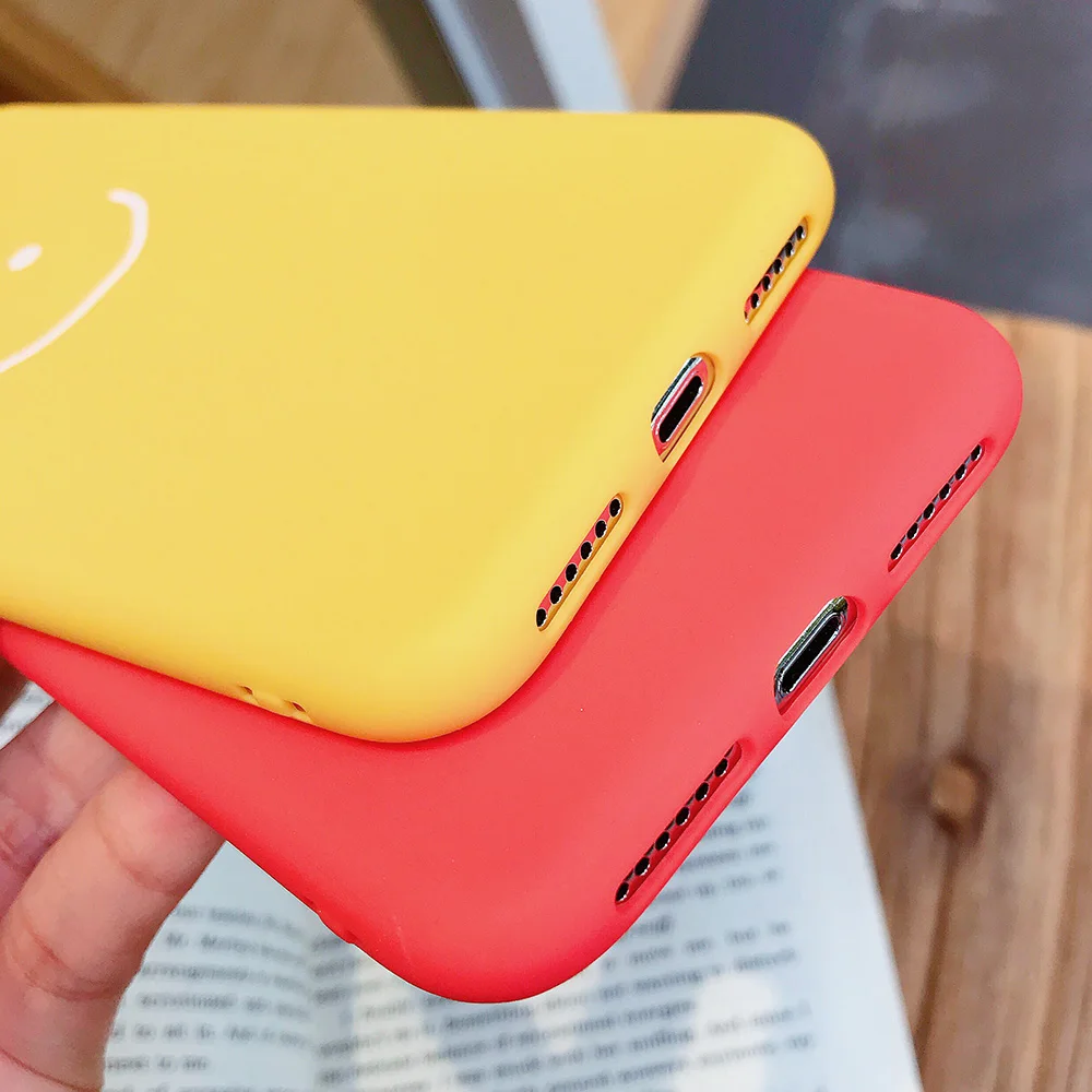 JONSNOW Phone Case for iPhone X XR XS Max Candy Color Smiley Pattern Soft Silicone 7 7+ 8 6S 6 Plus Back Cover |