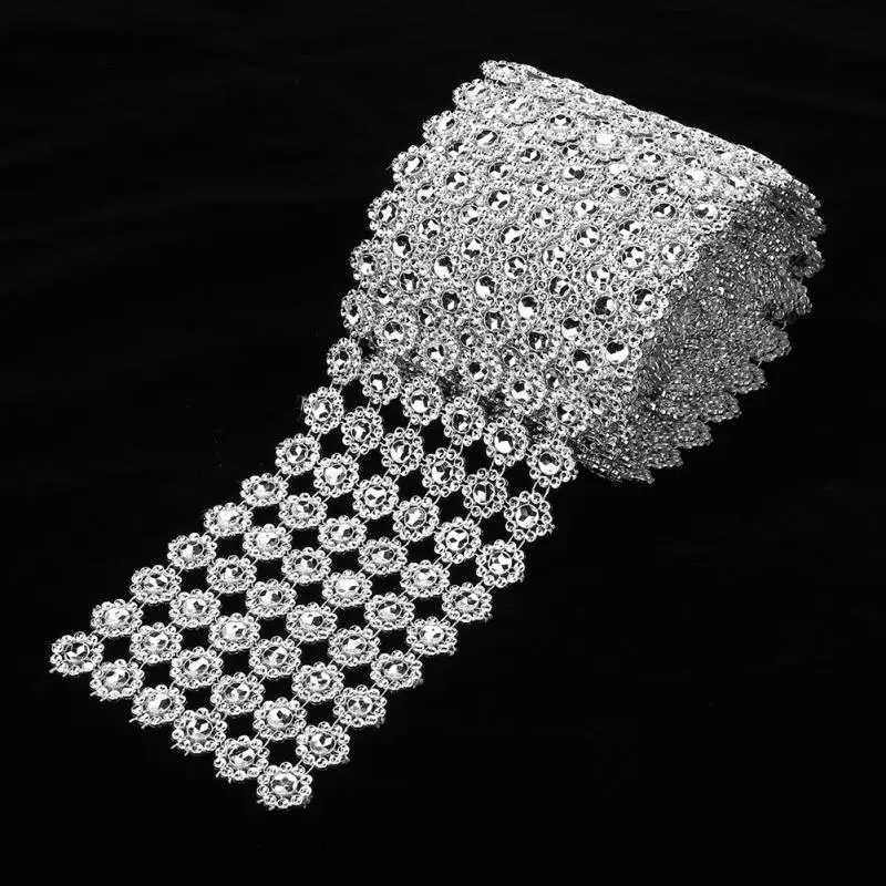 2019 Горячая продажа 5 ярдов/рулон 6 рядов лента рулон Серебряная сетка Лента тюль