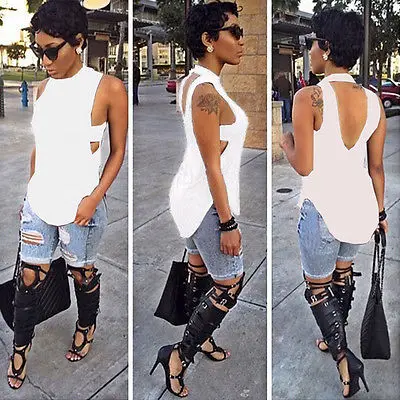 Блузка женская летняя без рукавов с открытой спинкой | Женская одежда