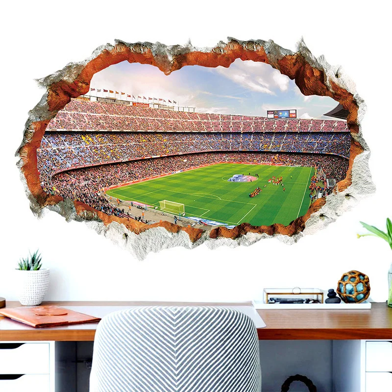 Breaking Wall Football Stadium 2018 Новая креативная настенная Съемная наклейка из ПВХ 3d