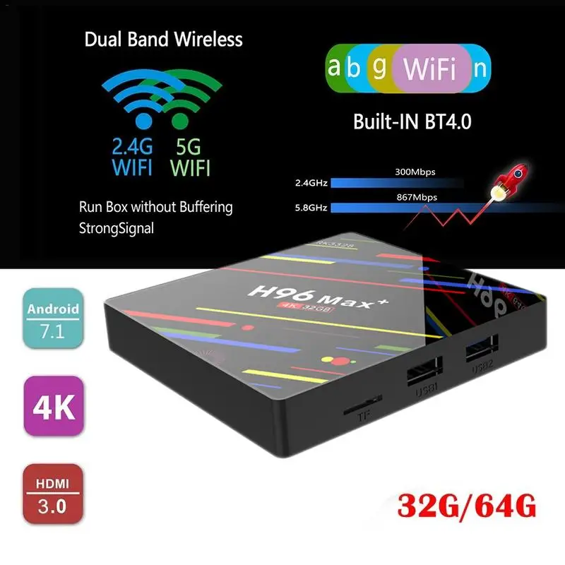 H96 Max RK3328 HD сетевой плеер Android 8 1 4 Гб + 32 \ 64 телеприставка пульт дистанционного