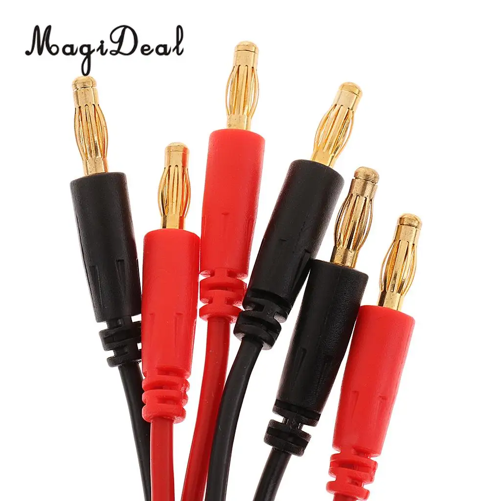MagiDeal 6 шт Банан 4 мм пулевое зарядное устройство разъемы плюс 16AWG силиконовый