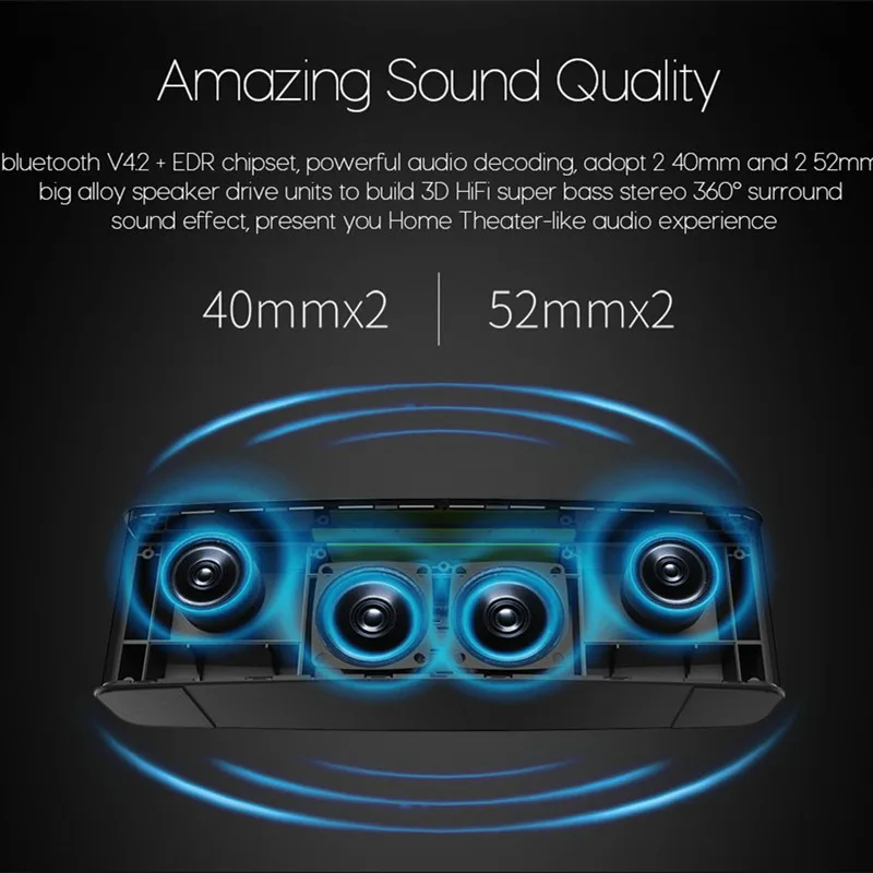 Zealot S12 объемный стерео bluetooth динамик 4 драйвера наружная Колонка 12 Вт сабвуфер с