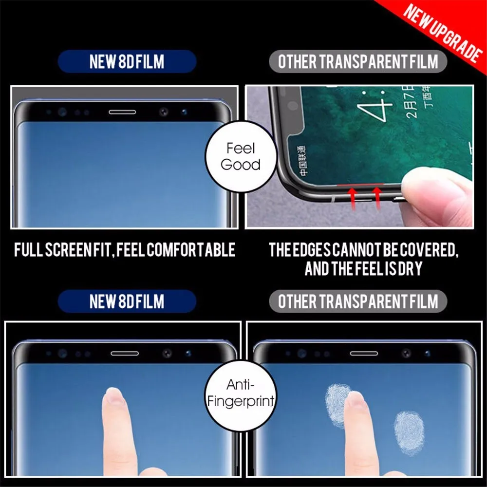 8D полное покрытие мягкая Гидрогелевая пленка для Samsung Galaxy Note 8 9 S8 S9 S20 Plus Защита