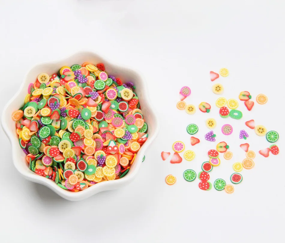 

5MM 1000pcs Simulation Polymer Clay Fruit Slice DIY Cream for Material Nail Patch Manual Beads Jewelry Accessories