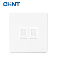 chint newest wall switches socket telephone socket new2d ivory white panel switch computer phone sockets
