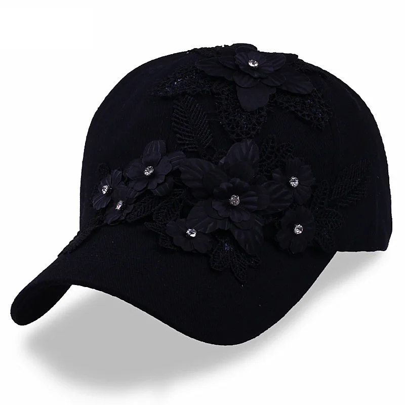 2019 New Women Baseball Cap Handmade Flower Denim Female Snapback Cap Gorras Casquette Adjustable Quality Sun Dad Caps