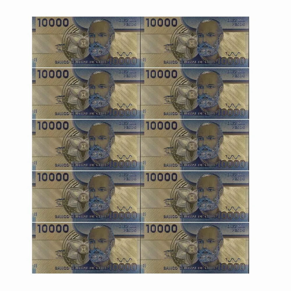 10 шт./лот сувенирные подарки на фестиваль Чили 10000 Poes Красочные золотые банкноты