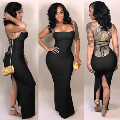 

Women's Summer Boho Casual Long Maxi Evening Party Beach Dress Sundress Solid Backless Dress Ladies Strapless Vestidos