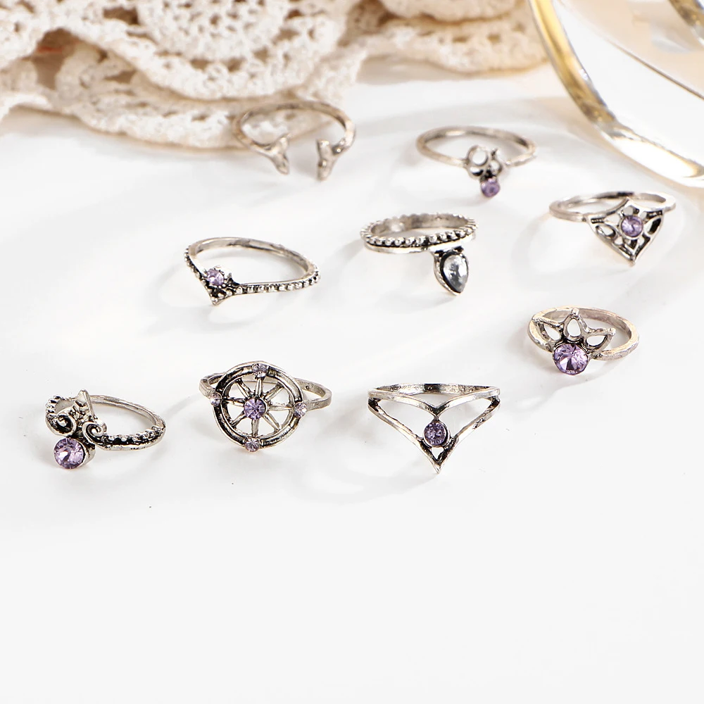 Женский набор колец 9 шт. ювелирное изделие модное кольцо в виде руля стиле ретро