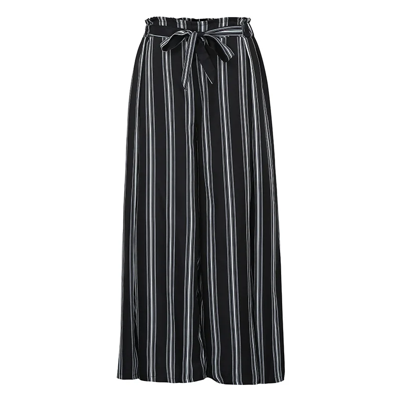 Romacci летние брюки палаццо женские полосатые с широкими штанинами Разделение