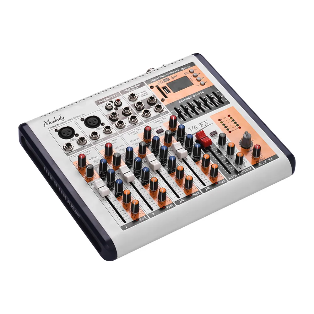 Muslady V6 FX 6 канальный Портативный микшерный пульт встроенная карта памяти 16 dsp