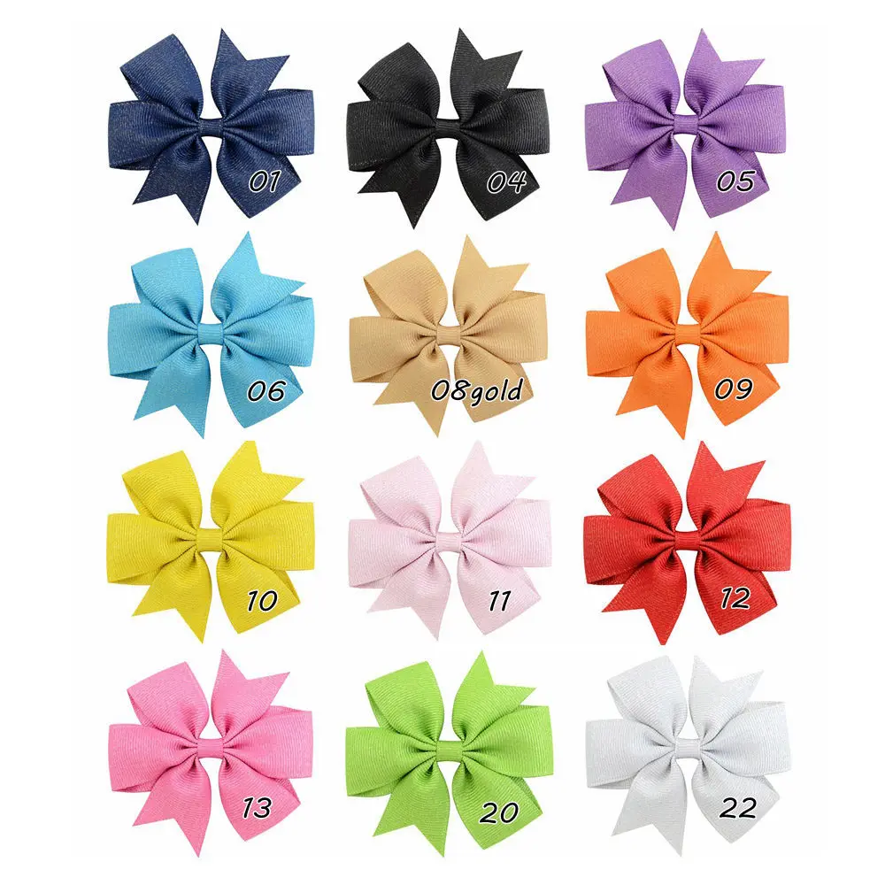3.15 Inch Baby Girls Bows Hair Accessories 12 Color Gold Silver Weft Ribbon Clip Head Dress Hairpins For Kids Drop Shipping | Детская