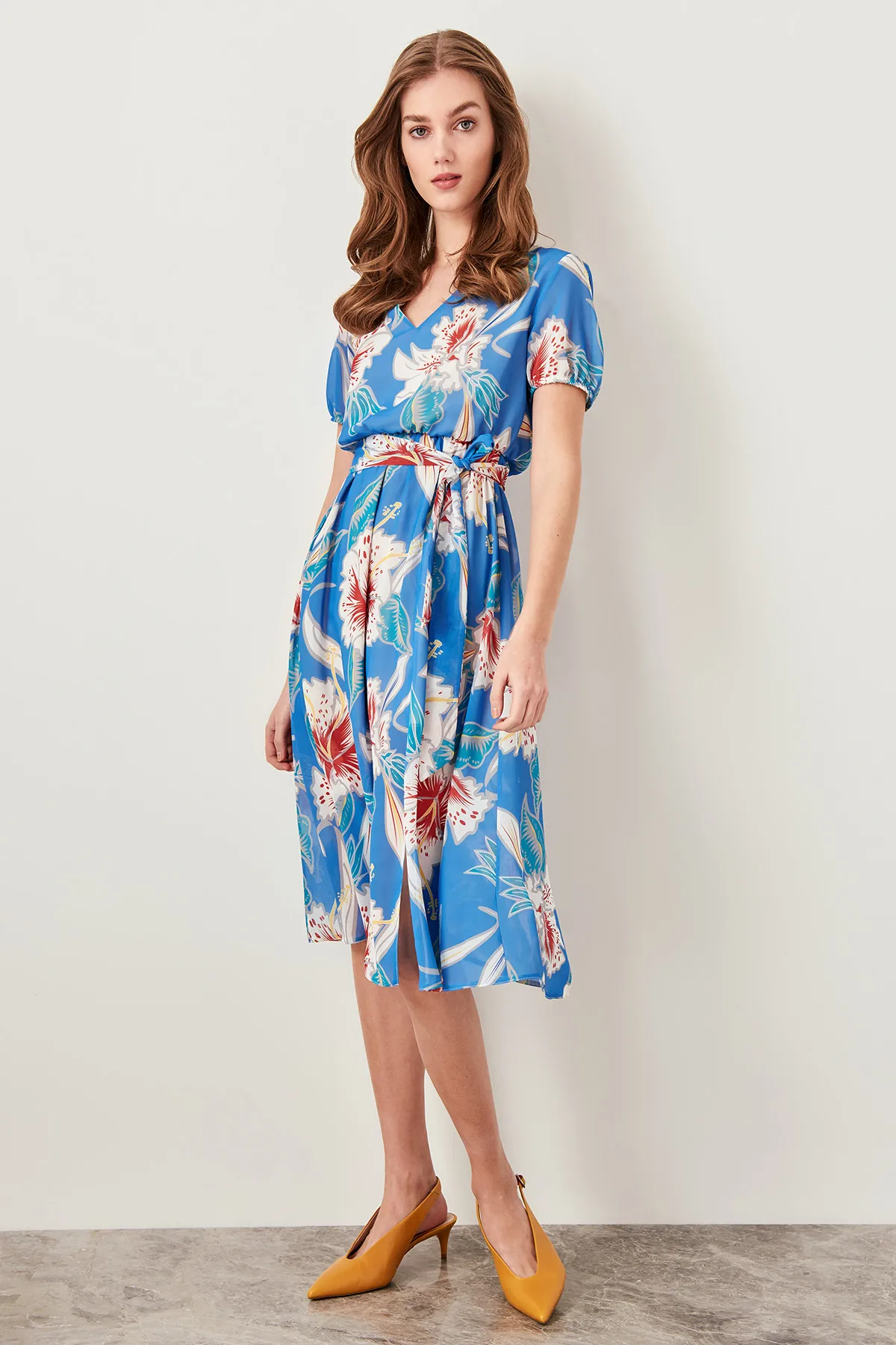Платье Trendyol с синим рисунком TWOSS19XO0081|Женские платья| |