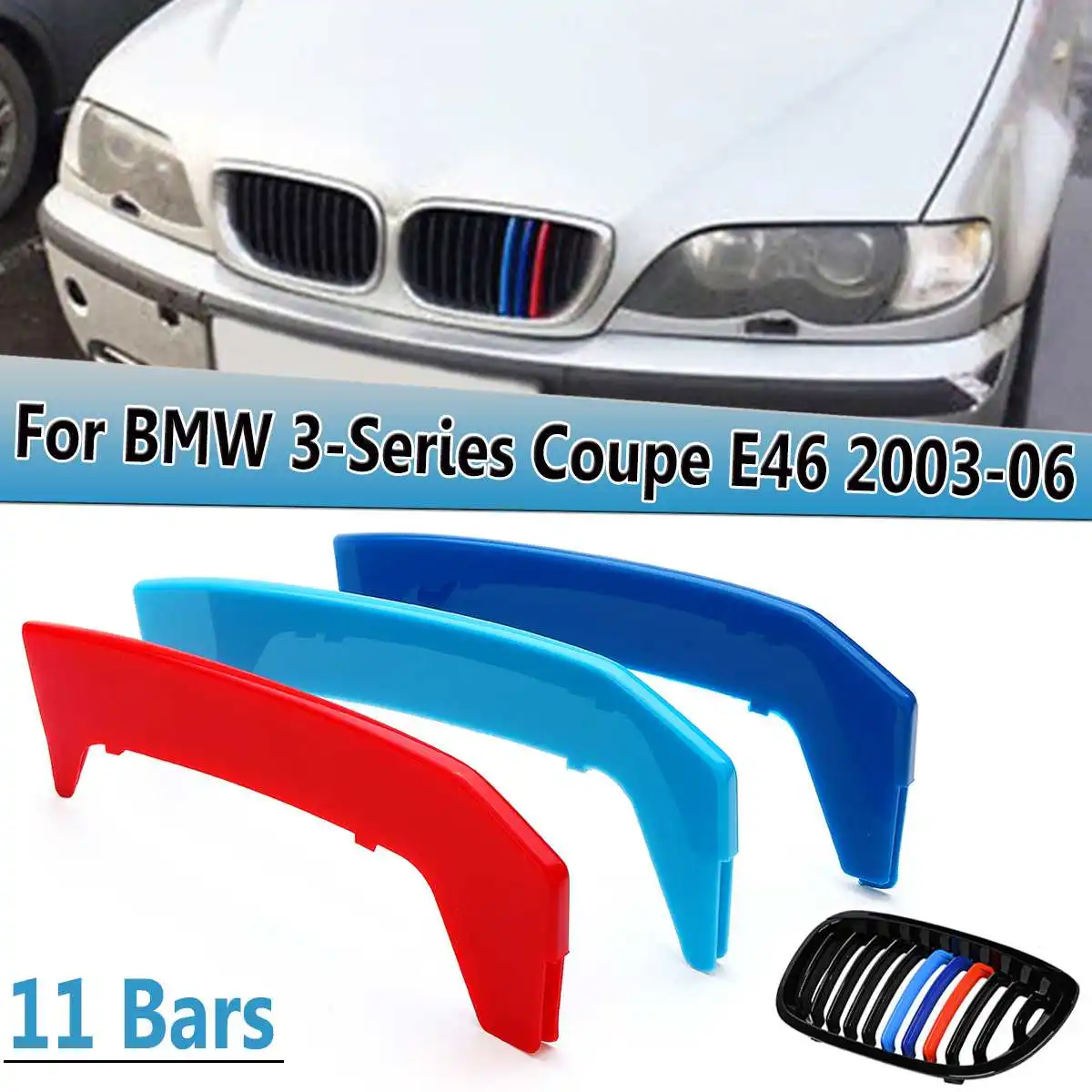 3D Наклейки для BMW 3 Series E46 купе 2 двери 2003 2004 2005 2006 чехол гриля с цветной решеткой