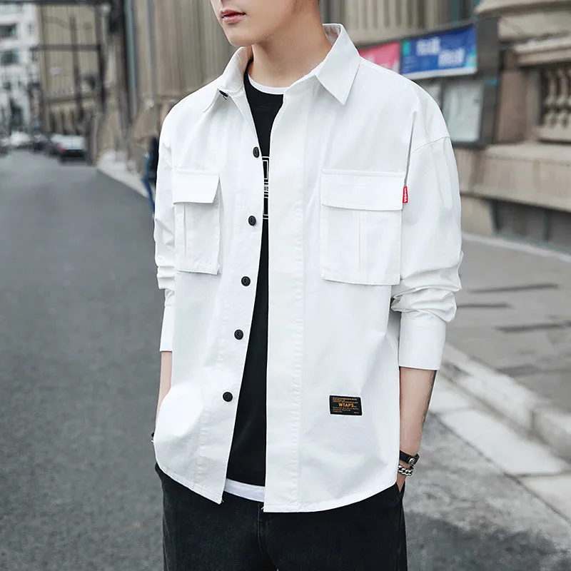 

Spring New Pattern Hot Work Clothes Long Sleeve Joker Shirt streetwear Leisure Time Loose Thin Coat Tide Gray Free shipping