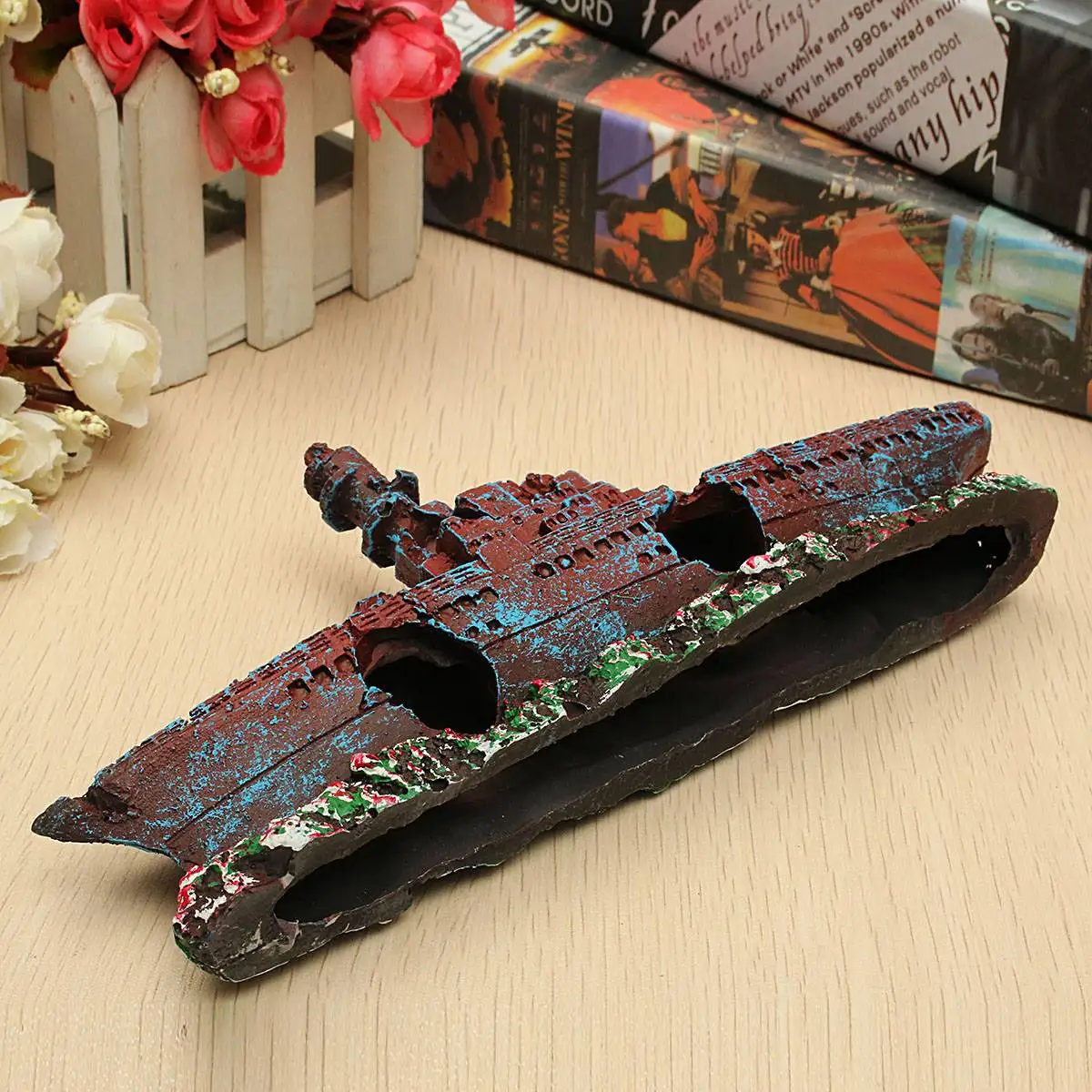 Аквариумный аквариум из полирезины корабль поврежденный морской военный