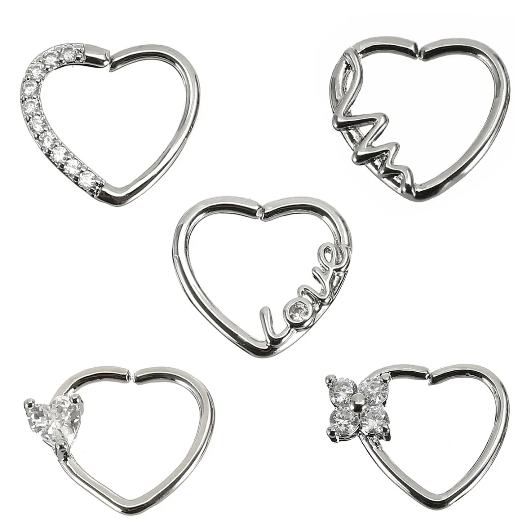 2 шт. сексуальное циркониевое кольцо в виде сердца для носа женщин уха хряща