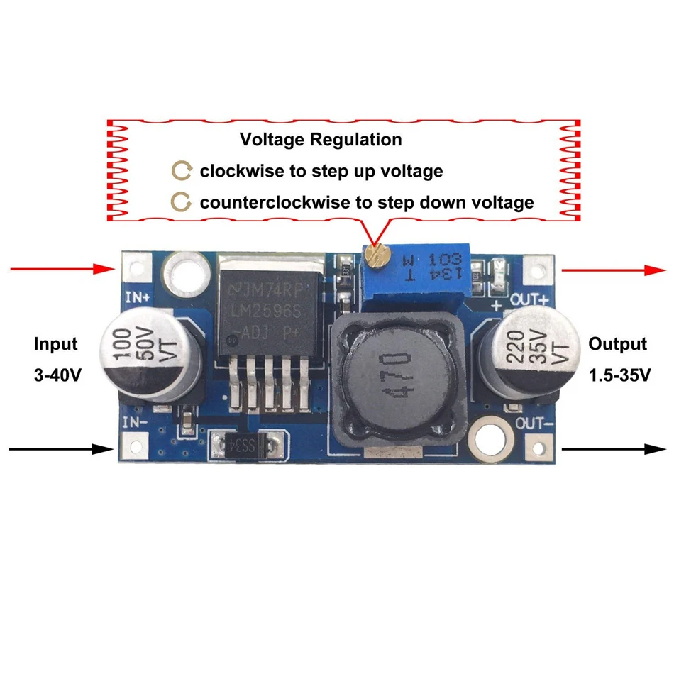Lm2596 схема с регулировкой напряжения и тока LM2596 Мощность модуль + светодиодный вольтметр DC-DC Регулируемый понижающий Пи
