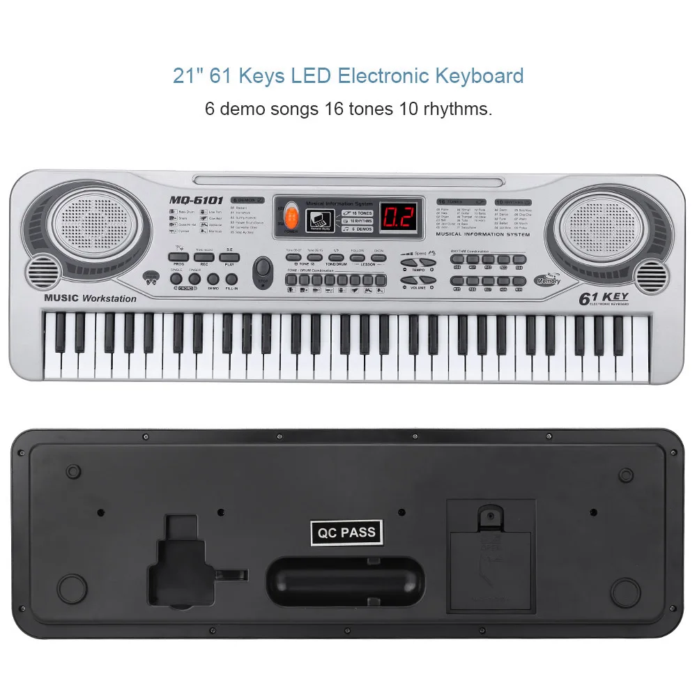 SEWS-61-Key Keyboard Piano Led Instrument 21-Inch Music Education Double-Row Electronic Children Beginner | Спорт и развлечения