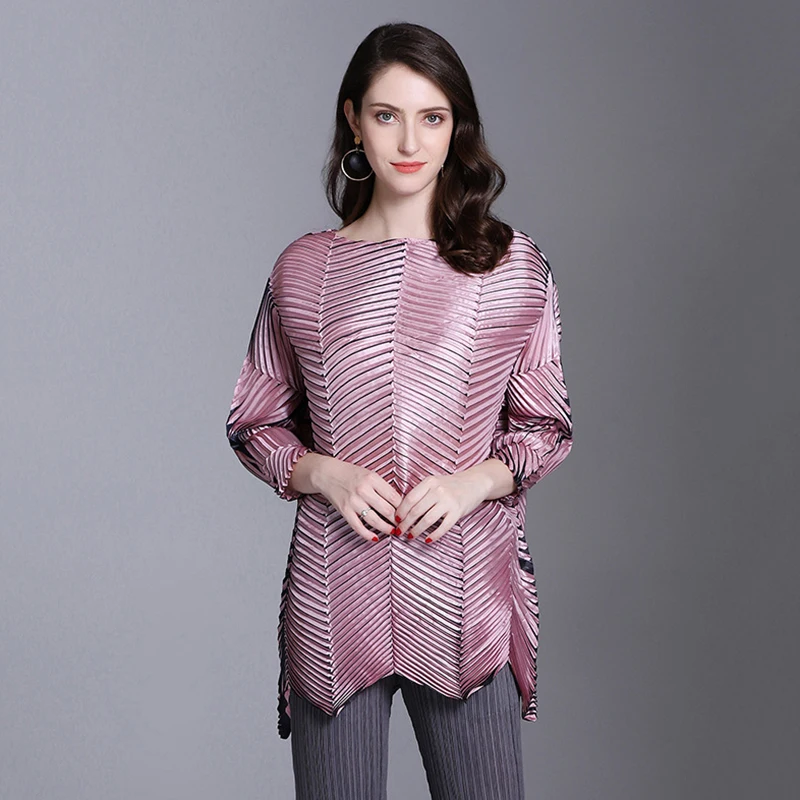 CHICEVER/осенние женские Топы И Футболки с круглым вырезом и длинным рукавом