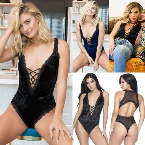 Новое Женское нижнее белье пижамы Боди бархатные боди платье G String Babydoll