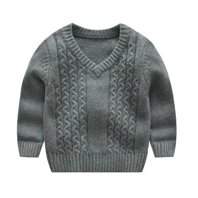 Winter Clothes For Children Unisex Kids Sweaters Autumn Knit Solid Pullover Fashion V-Neck Boys Girls Knitted | Детская одежда и