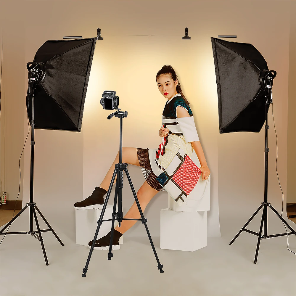 Andoer Studio Photography Softbox LED Light Kit Including Softboxes Bi-color Temperature Dimmable Lights Stands Carry Bag | Электроника
