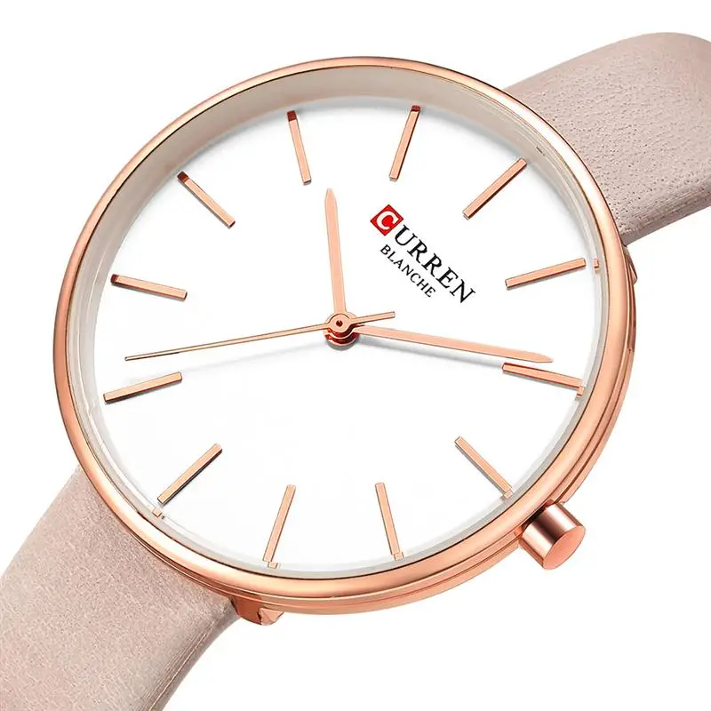 CURREN простые кожаные аналоговые кварцевые женские часы Montre Femme новые под платье