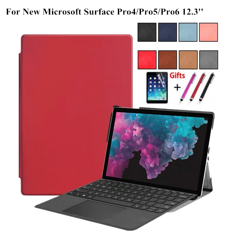 Чехол для microsoft Surface Pro 7 12,3 ''() чехол для microsoft Surface Pro 4/5/6/7 12,3 дюймов ультра тонкий раскладной чехол с подставкой+ Защитная пленка на экран