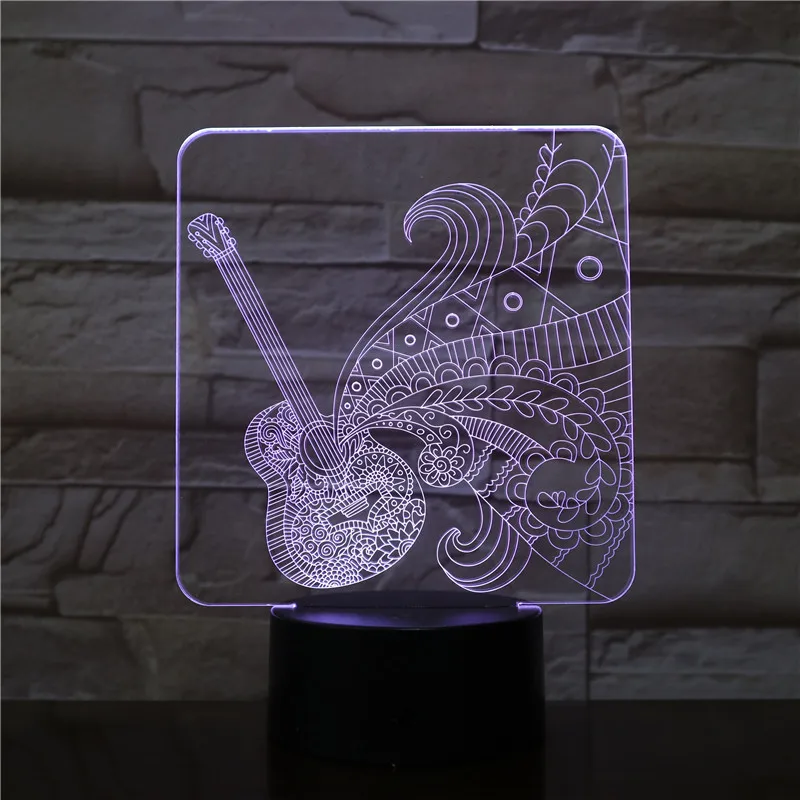 Цветная сенсорная 3d-лампа для гитары иллюзия светодиодный ночник USB атмосферная